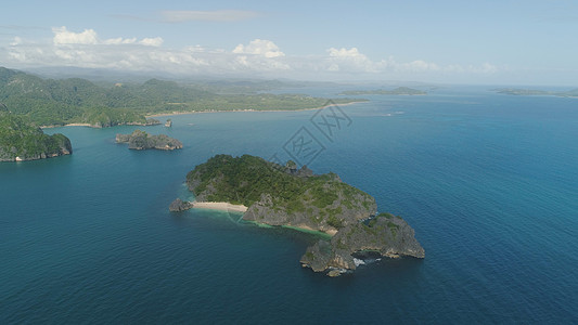 卡拉莫群岛的海景 菲律宾南卡马里纳旅行岩石森林海滩热带假期海洋海岸风景图片