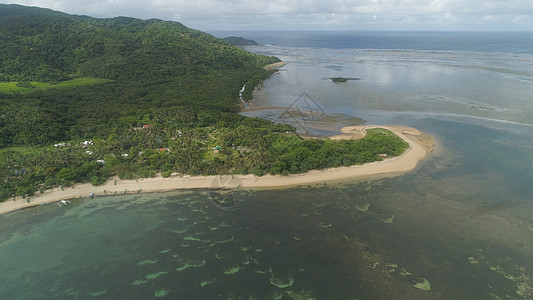 有海滩和海的海景 菲律宾 吕宋绿色鸟瞰图蓝色海洋海岸场景支撑旅行风景假期图片