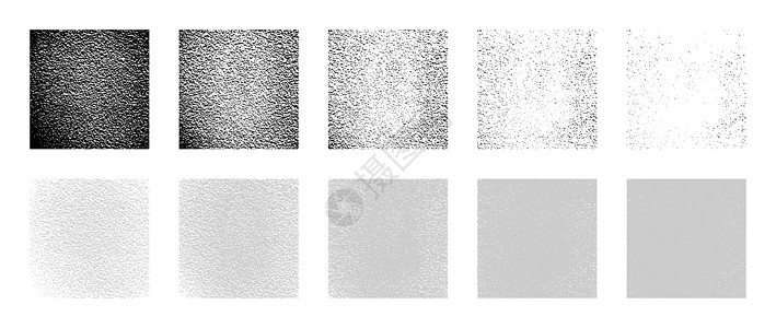 灰色纹理一组具有不同阴影度的灰泥墙效果的叠加纹理插画