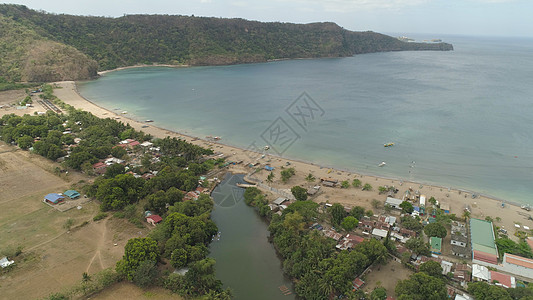 菲律宾 吕宋和露松的海景景观与海滩鸟瞰图假期海洋海岸蓝色绿色风景旅行支撑天空图片