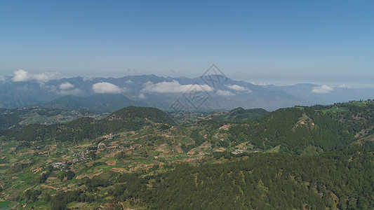 菲律宾一个山区省吕宋的农场 农地旅行地区场景植物风景鸟瞰图农业阳台天空悬崖图片