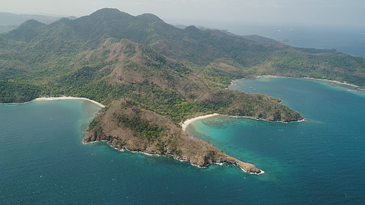 菲律宾 吕宋和露松的海景景观与海滩假期风景场景绿色鸟瞰图海洋旅行海岸支撑蓝色图片