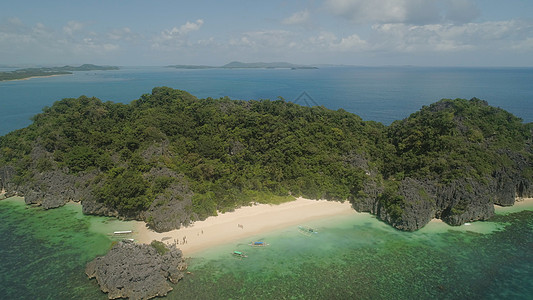 卡拉莫群岛的海景 菲律宾南卡马里纳旅行海洋森林海滩岩石风景热带假期海岸图片