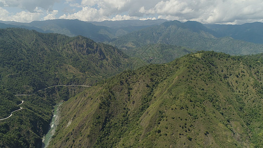 菲律宾山地省 菲律宾爬坡多云顶峰天空鸟瞰图场景旅行风景地区悬崖图片