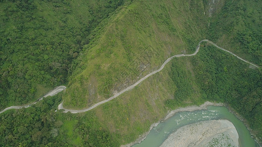 菲律宾山地省 菲律宾多云悬崖地区风景旅行场景天空顶峰鸟瞰图爬坡图片