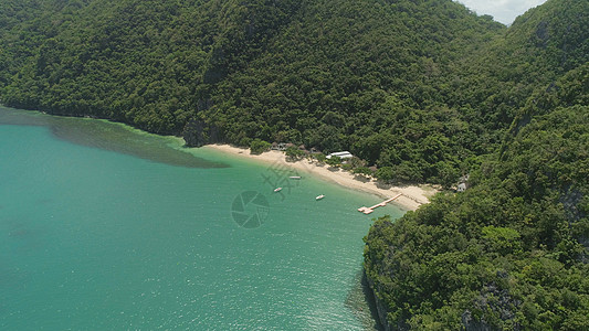 卡拉莫群岛的海景 菲律宾南卡马里纳海洋岩石海岸旅行森林海滩假期风景热带图片