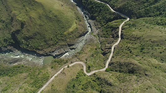 菲律宾山地省 菲律宾鸟瞰图天空风景旅行爬坡悬崖地区顶峰场景多云图片