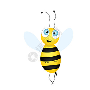 卡通可爱的蜜蜂吉祥物 一只惊讶的蜜蜂飞过 小黄蜂 矢量字符 昆虫图标 邀请函 卡片 壁纸 幼儿园的模板设计 涂鸦风格艺术漫画样本图片