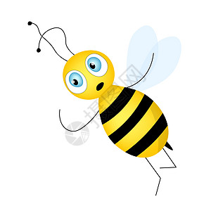 卡通可爱的蜜蜂吉祥物 一只惊讶的蜜蜂飞过 小黄蜂 矢量字符 昆虫图标 邀请函 卡片 壁纸 幼儿园的模板设计 涂鸦风格插图蜂蜜样本图片