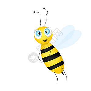 卡通可爱的蜜蜂吉祥物 一只惊讶的蜜蜂飞过 小黄蜂 矢量字符 昆虫图标 邀请函 卡片 壁纸 幼儿园的模板设计 涂鸦风格教育蜂蜜样本图片