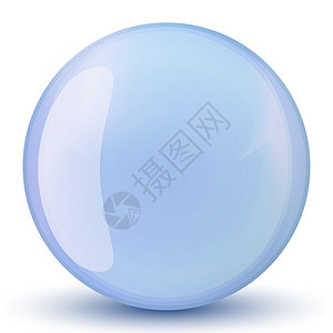 玻璃蓝色球或珍贵珍珠 光滑现实的球 3D抽象矢量插图在白色背景上突出显示 大金属泡沫和阴影液体网络按钮水晶反射塑料圆圈气泡玻璃球图片