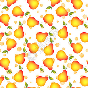 有趣的秋天插图与五颜六色的梨 Seamlees 图案与白色圆点背景上的可爱水果 食物的概念 邀请函 海报 卡片 织物 纺织品的模图片