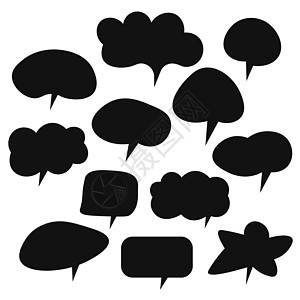 一组语言泡泡 卡通矢量插图 孤立于透明的白色背景 手画风格 对话框云框架讲话标签涂鸦思考演讲漫画说话收藏横幅背景图片