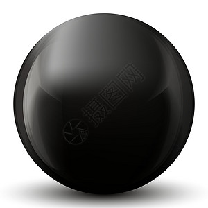 玻璃黑球或珍贵珍珠 光滑现实的球 3D抽象矢量插图在白色背景上突出显示 大金属泡沫和阴影图片