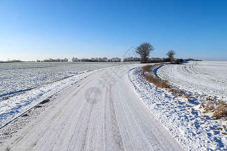 在德国阳光明媚的一天 乡下公路被雪淹没风景天空公园沥青假期旅游场景季节冻结太阳图片