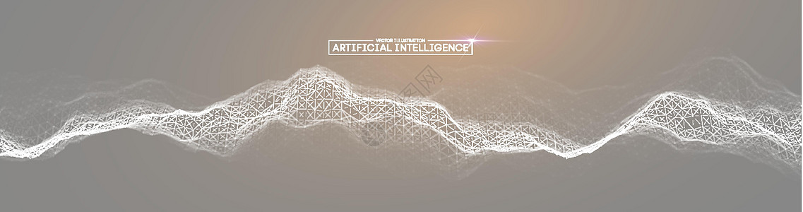 钦博腊索山人工智能矢量波光背景数字壁纸 通讯网络 商业信息抽象壁纸 背景 3d 网格  Ai tech 有线网络未来派线框 每股收益 10设计图片