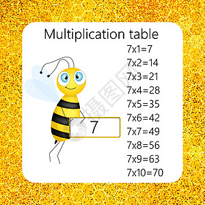 乘法广场 学校矢量插图 wuth 蜜蜂 乘法表 儿童教育海报 数学儿童卡数字技术正方形科学孩子们课堂学生计算老师绘画图片