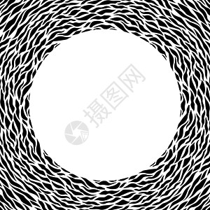 黑白相框 曼陀罗形式的圆形图案 与动物装饰品的装饰边框 斑马皮 复制空间 时尚板 卡片 海报 横幅的模板设计 矢量图打印皮肤插图图片