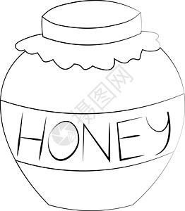 单一元素罐装蜂蜜 绘制黑白插图图片