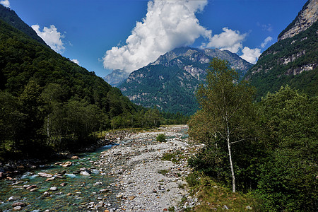 蒂西诺州Verzasca山谷典型地貌图片