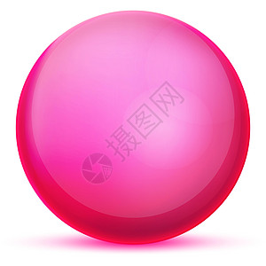 玻璃粉色球或珍贵珍珠 光滑现实的球 3D抽象矢量插图在白色背景上突出显示 有阴影的大金属泡沫紫色气泡塑料圆圈水晶按钮液体玻璃球网图片