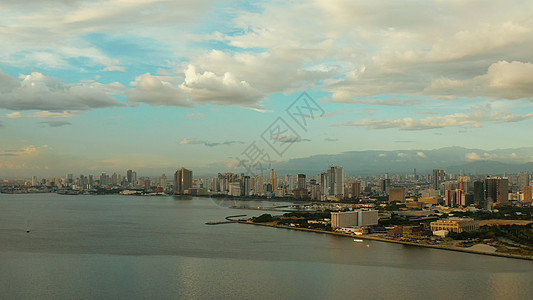 马尼拉市 菲律宾首府 马尼拉市大都市区日落地标街道旅行鸟瞰图天际住宅全景景观图片