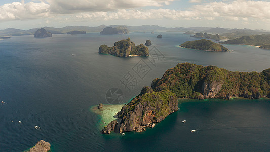 菲律宾帕拉万El Nido岛热带岛屿的海景理念旅游海岸场景游客海岸线鸟瞰图蓝色景观海洋图片