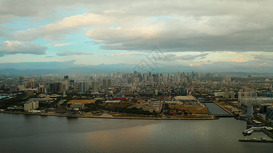 菲律宾首都马尼拉 空中观光区 校对 Portnoy大都市区日落大都会城市地标场景旅行公寓天空建筑图片