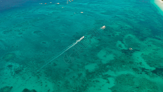 菲律宾岛博拉凯岛航行海岸假期热带快艇鸟瞰图天堂理念环礁异国图片
