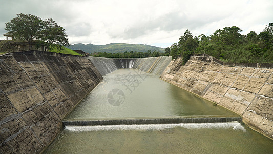湖边的水坝 菲律宾博霍尔工程鸟瞰图环境瀑布活力绿色力量水库图片