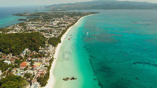 白沙沙滩的博拉凯岛 菲律宾太阳天堂景观海滩假期海洋航行棕榈沙滩天空图片