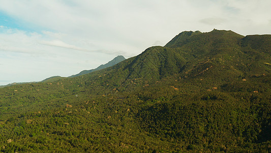 覆盖着雨林的山地 菲律宾 卡米甘植被爬坡天线棕榈场景丛林旅行森林鸟瞰图木头图片