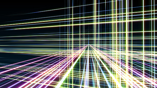 空间中的 3d 线霓虹立方体照明艺术网络活力技术房间反射隧道光谱游戏图片