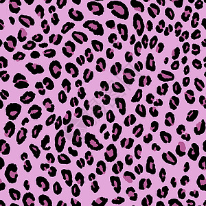 抽象的现代豹纹无缝图案 动物时尚背景 用于印刷品 卡片 明信片 织物 纺织品的粉红色和黑色装饰矢量库存插图 风格化皮肤的现代装饰图片