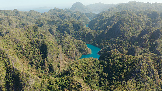 菲律宾热带岛屿的卡扬甘山湖 科隆 帕拉万冠冕旅行海岸天线风景天堂蓝色旅游景观图片