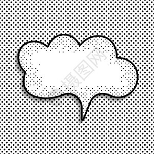 圆点黑色和白色背景上的矢量漫画演讲泡沫 孤立的彩色横幅 空纸形状 用于聊天的卡通平面插图 模板框架 手绘风格 对话云气球黑与白说图片