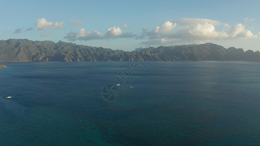 日落期间的海景 菲律宾 帕拉万图片