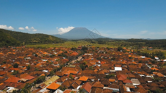 印度尼西亚巴厘岛山区地貌农田和村庄 3阳台场景航空农业绿色火山农村乡村风景农场图片