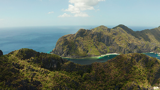 菲律宾帕拉万El Nido岛热带岛屿的海景海岸场景风景晴天景观旅行海洋旅游假期海岸线图片