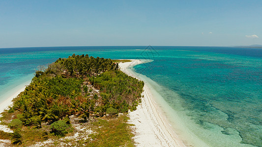 有沙滩和蓝海的旅行概念 巴拉巴克 菲律宾帕拉万海岸线支撑理念鸟瞰图海岸景观晴天热带海滩海湾图片