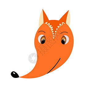 五颜六色的可爱矢量狐狸脸 白色背景上的一个对象 卡通平面插图 表情符号有趣的动物 尴尬的微笑情绪 模板图标 标志 贴纸图片