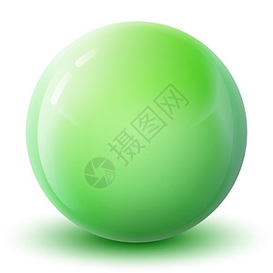 玻璃绿球或珍贵珍珠 光滑现实的球 3D抽象矢量插图在白色背景上突出显示 大金属泡沫和阴影圆圈玻璃球气泡艺术液体网络水晶按钮球体塑图片