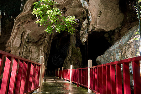 古老的石头蝙蝠洞穴在岩石中 旅游景点 走进洞穴入口通道石灰石森林地质学苔藓勘探洞穴学石窟编队图片