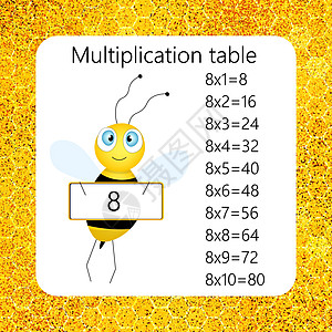 乘法广场 学校矢量插图 wuth 蜜蜂 乘法表 儿童教育海报 数学儿童卡学生老师计算学习孩子课堂孩子们知识桌子正方形图片