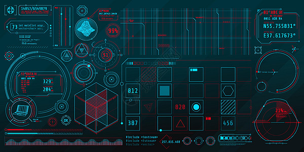 一套关于数据控制专题的细微元素信息展示监视器高科技界面显示器电脑图表造型科学图片