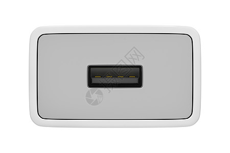 白色电源适配器上的空 USB 端口图片