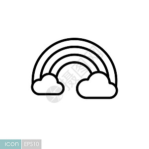 彩虹和云矢量图标 天气信号预报绿色天空黄色插图橙子红色气象白色光谱图片