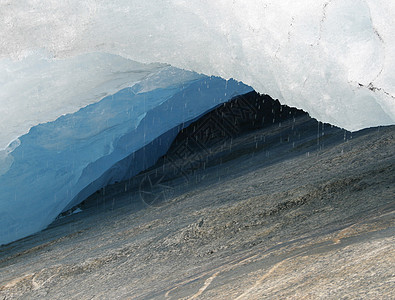 冰川融化公园白色天空冒险岩石全景顶峰山脉蓝色海洋图片