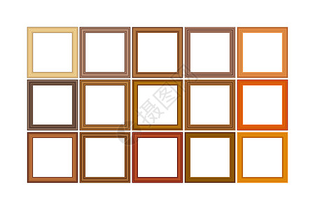 大套方形金色复古木制框架为您的设计 复古封面 放置文本 复古古董金色漂亮的矩形框架 模板矢量图家具艺术照片木头木板边界画廊平方收图片