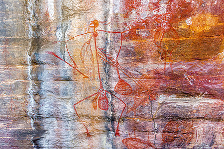 古老土著艺术 手印 动物畜群 螺旋型 澳大利亚Kakadu国家公园石洞文明历史涂鸦原住民人手洞穴动物群旅行壁画图片